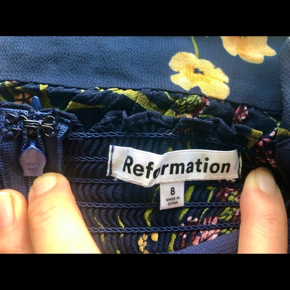 Reformation nikita dress Mademoiselle navy floral midi printed - Picture 9 of 9